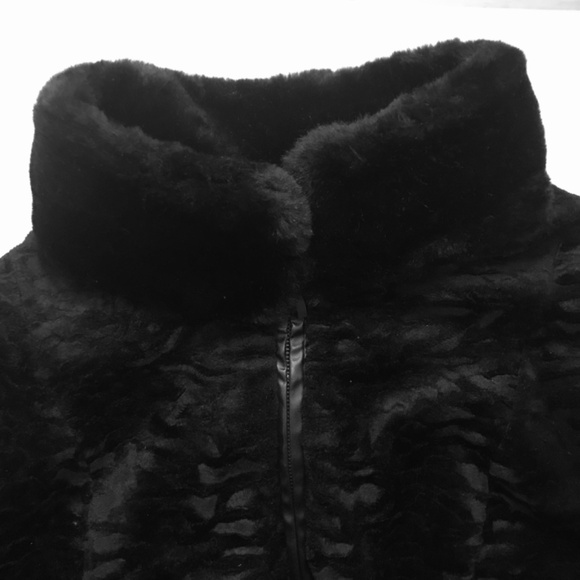 Vintage Y2K Giacca Black Reversible Jacket Coat Textured Faux Fur Vegan Leather - Picture 2 of 16